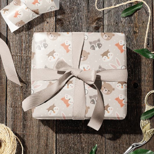 Papier Cadeau Jote Motif d'animaux de bois