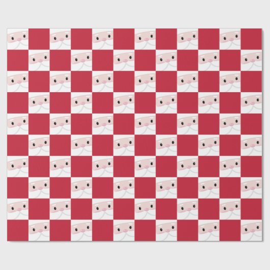 Papier Cadeau Jote Père Noël Klaus Face Motif d'échecs rouge (Plat)