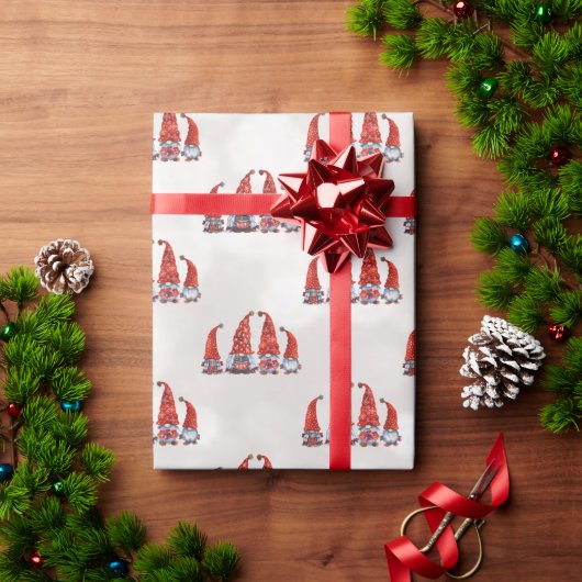 Papier Cadeau Jote Red Gnomes Bokeh (Cadeau de vacances)
