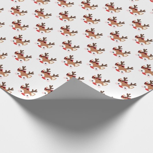 Papier Cadeau Jote Reindeer Plaid Bow Motif Noël (Coin)