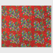 Papier Cadeau Jote rétro vintage vert feuilles vacances (Plat)