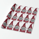 Papier Cadeau Jote Rouge Buffalo Plaid Gnome de Noël (Déroulé)