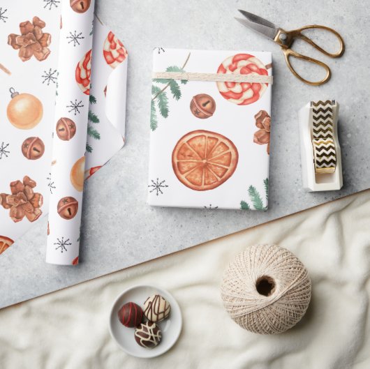 Papier Cadeau Jote Watercolor Lollipops Jingle Bells Noël (Artisanat)