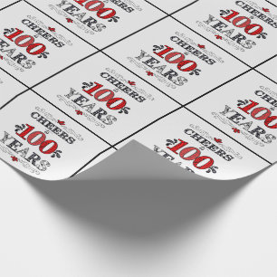 Papier Cadeau Joue à 100 ans de typographie Anniversaire