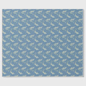 Papier Cadeau Jouer Alligator Vert Paisley sur Bleu (Plat)