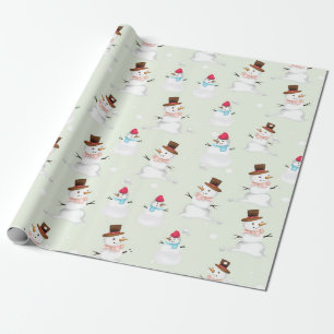 Papier Cadeau Jouer aux Snowmen lors d'une journée d'hiver