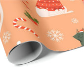 Papier Cadeau Jouer Fat Cats Motif de Noël (Coin rond)
