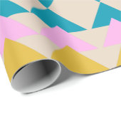 Papier Cadeau Jouer Motif géométrique Turquoise rose jaune migno (Coin rond)