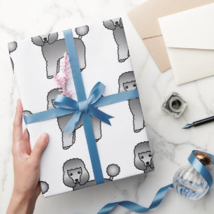 Papier Cadeau Jouet gris Poodle joli Cartoon Chien Motif