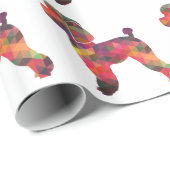 Papier Cadeau Jouet Poodle Chien Geo Silhouette Multi (Coin rond)