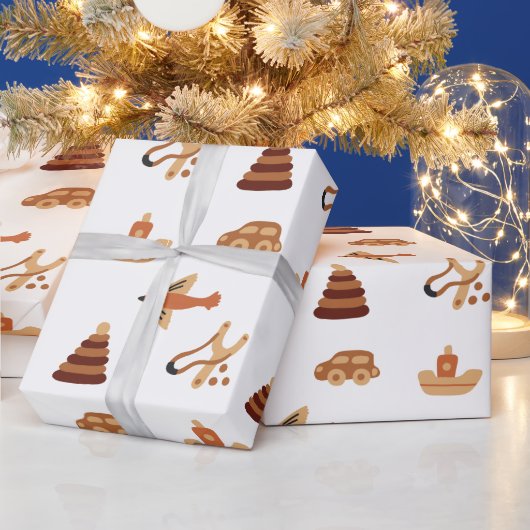 Papier Cadeau Jouet pour enfants blanc mignon Voiture Avion Papi (Vacances)