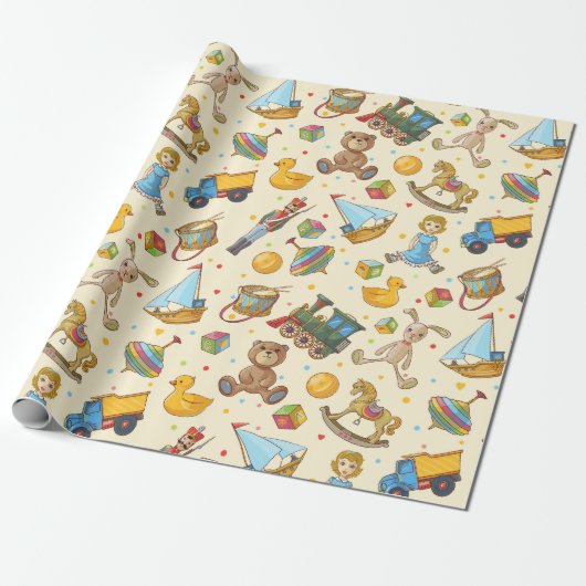 Papier Cadeau Jouets Anciens (Déroulé)