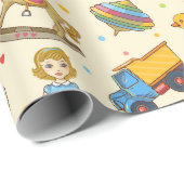 Papier Cadeau Jouets Anciens (Coin rond)
