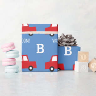 Papier Cadeau Jouets de garçons Transport jolie voiture rouge Mo