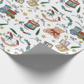 Papier Cadeau Jouets nostalgiques classiques de Noël Toyland (Coin)