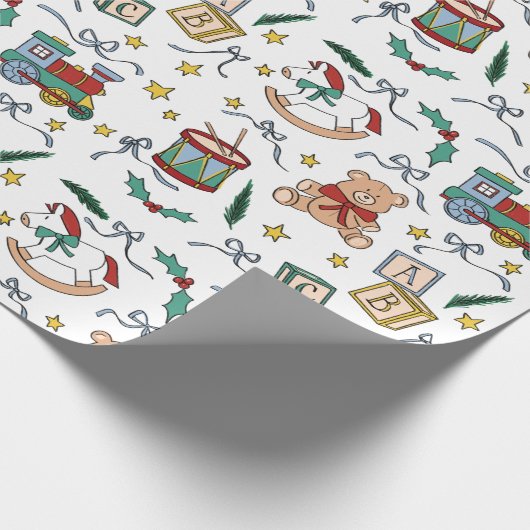 Papier Cadeau Jouets nostalgiques classiques de Noël Toyland (Coin)