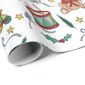 Papier Cadeau Jouets nostalgiques classiques de Noël Toyland (Coin rond)