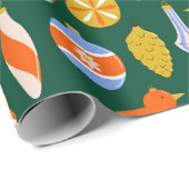 Papier Cadeau Jouets Vintages d'arbre de Noël (Coin rond)