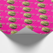 Papier Cadeau Joueur de base-ball sur le rose (Coin)