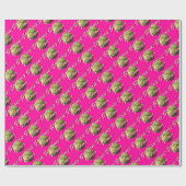 Papier Cadeau Joueur de base-ball sur le rose (Plat)