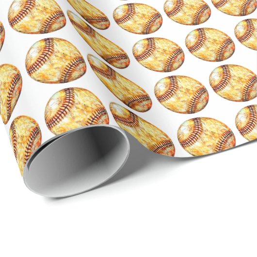 Papier Cadeau Joueur de baseball (Coin rond)