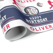 Papier Cadeau Joueur de baseball Ball Jeu d'anniversaire à thème (Coin rond)