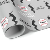 Papier Cadeau Joueur de baseball Ball Nom Enfants Anniversaire (Coin rond)