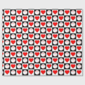 Papier Cadeau Joueur de baseball Red Heart Checker Motif (Plat)