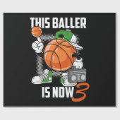 Papier Cadeau Joueur de basket-ball de 3e anniversaire Fundy 3 a (Plat)