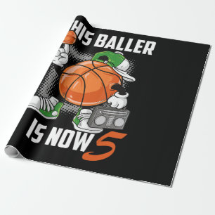 Papier Cadeau Joueur de basket-ball du 5e anniversaire Funny 5 a