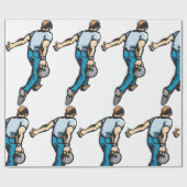 Papier Cadeau Joueur de bowling rétro lancer la balle (Plat)