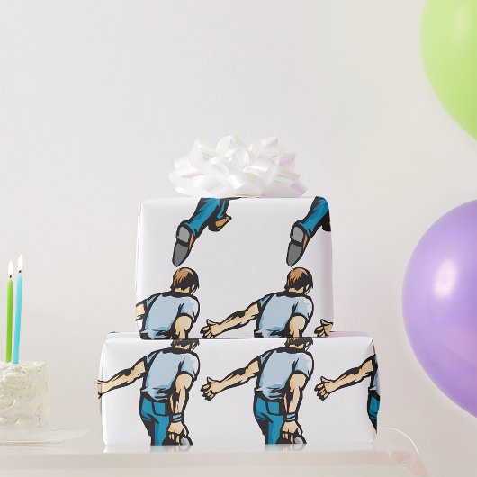 Papier Cadeau Joueur de bowling rétro lancer la balle