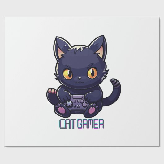 Papier Cadeau Joueur de chat (Plat)