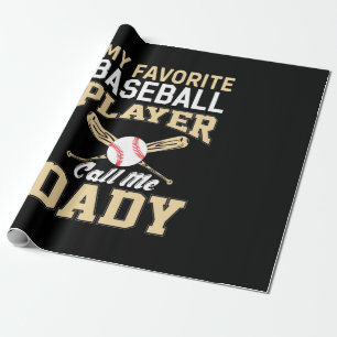 Papier Cadeau Joueur de fête des pères de baseball Appelez-moi p