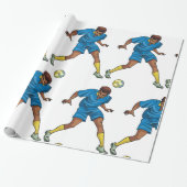 Papier Cadeau Joueur De Football En Bleu (Déroulé)