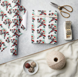 Papier Cadeau Joueur de football père Noël Noël