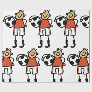 Papier Cadeau Joueur de football Stick Figure garcon
