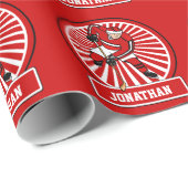 Papier Cadeau Joueur de hockey d'ice (Coin rond)