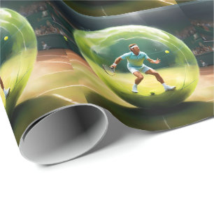 Papier Cadeau Joueur De Tennis Ball Sur Court,