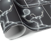 Papier Cadeau Joueur de tennis de Neon (Coin rond)