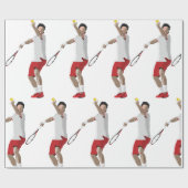 Papier Cadeau Joueur de tennis en service (Plat)
