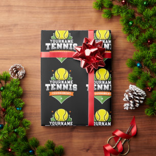 Papier Cadeau Joueur de tennis personnalisé NOM Tournoi de Varsi