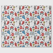 Papier Cadeau Joueurs d'arbitres de hockey Motif de patinoire (Plat)