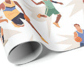 Papier Cadeau Joueurs de basket-ball (Coin rond)