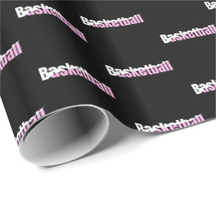 Papier Cadeau Joueuse de basket-ball de fille Typographie rose