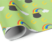 Papier Cadeau Joueuse St. Patrick’s Day Pot of Gold & Rainbow (Coin rond)