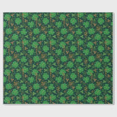 Papier Cadeau Jour de la Saint Patrick Gold Trefoil Ruban Lucky  (Plat)