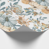 Papier Cadeau Jour de l'Action de grâce Citrouille et champignon (Coin)