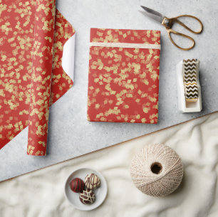 Papier Cadeau Jour de l'anniversaire de Red Gold Glam