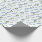 Papier Cadeau Jour de Noël Bleu Ruban Holly Cadeau (Coin)